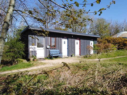 each yurt has a private bathroom